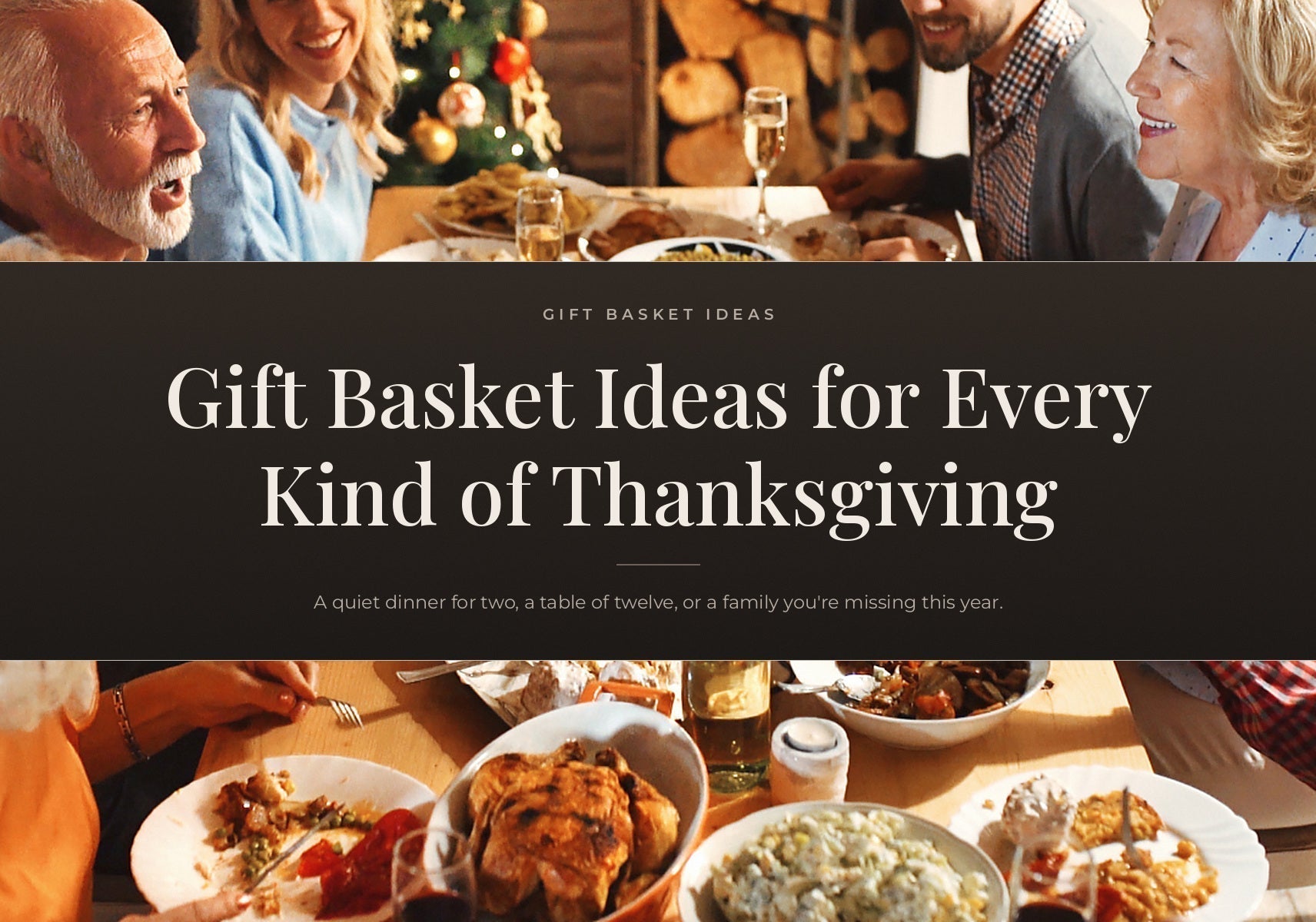 A family gathered around a table enjoying a festive Thanksgiving dinner with roasted turkey and sides.