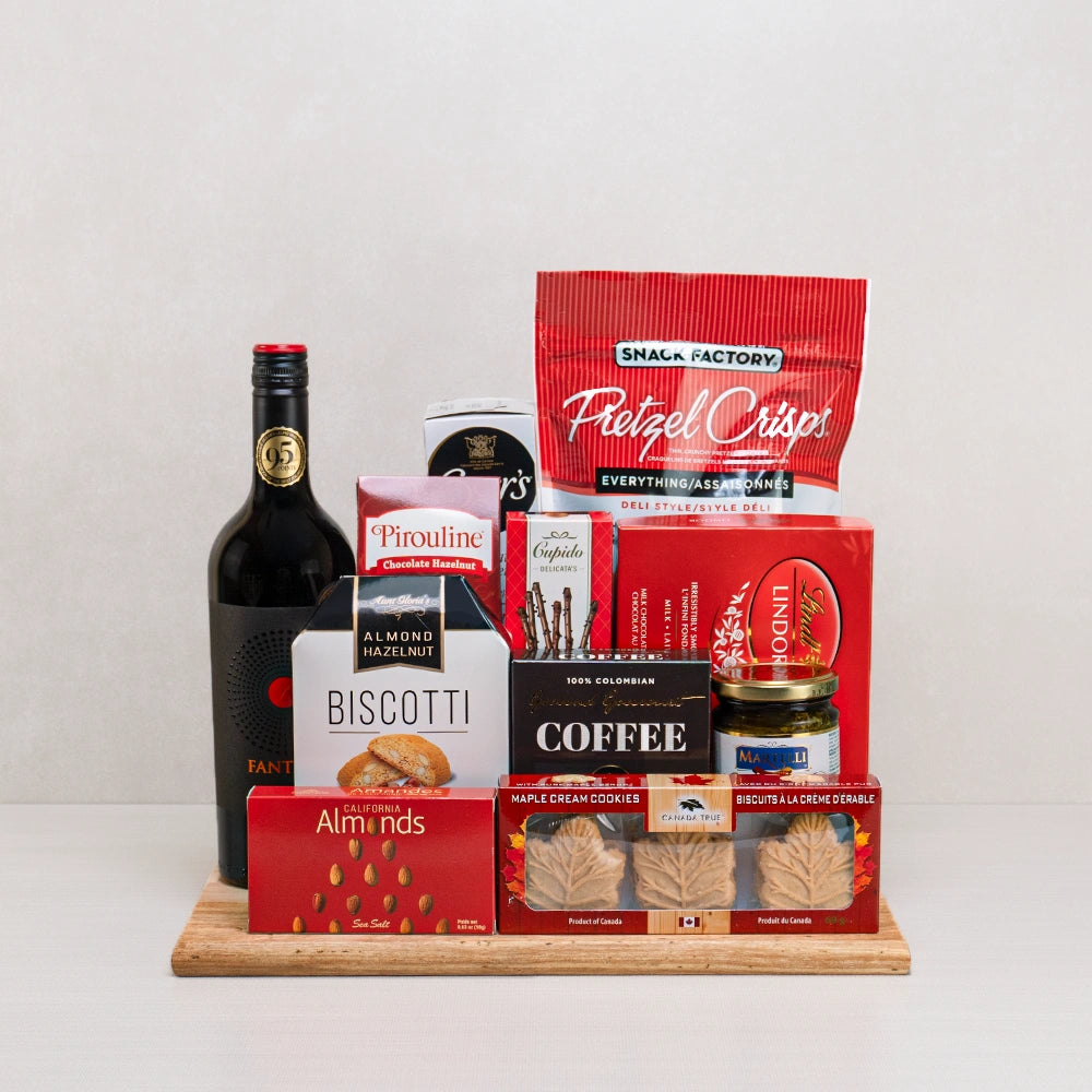 Pretzels Almonds Coffee Basket