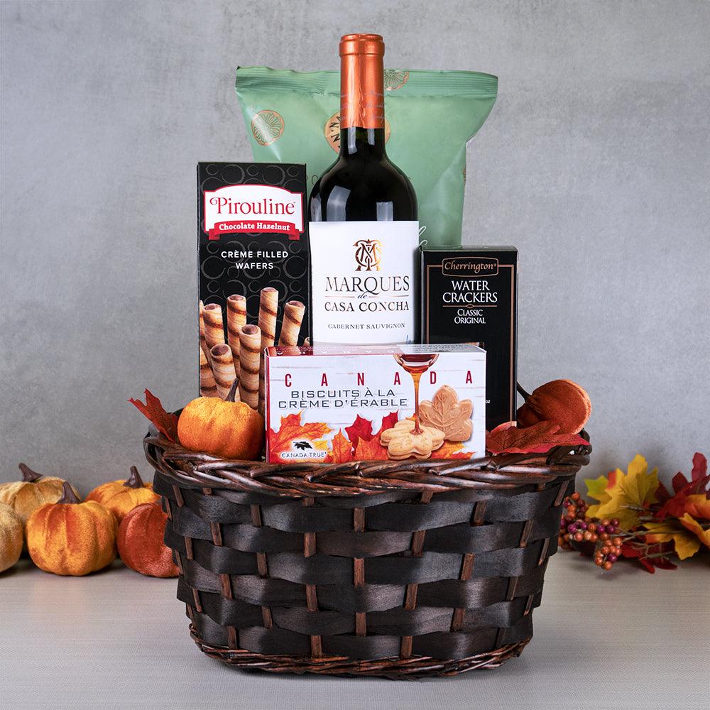 Harvest Wine & Wafers Gift Basket - The Gourmet Gifts